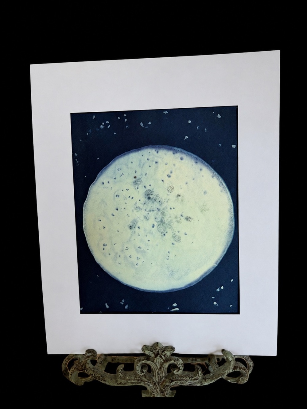 Cyanotype Harvest Moon – Professionally Matted Celestial Art Print